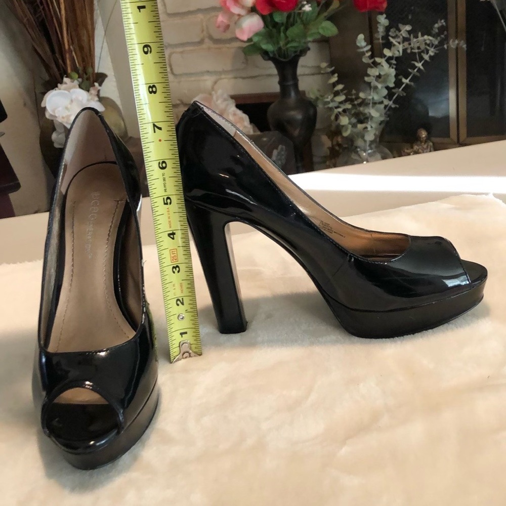 Black Heels 5 in heel, open toe, light scuff